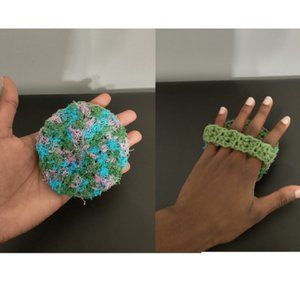 Reversible Dish/Body Scrubby with Handle - Crochet